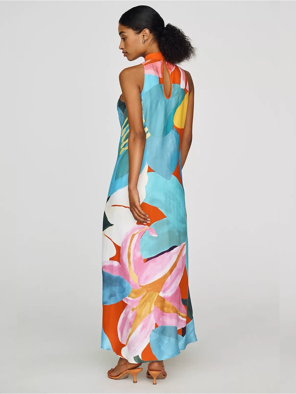 FARM RIO x ANTHROPOLOGIE Halter High Neck Long Floral Maxi Dress SMALL NWT - Picture 3 of 10